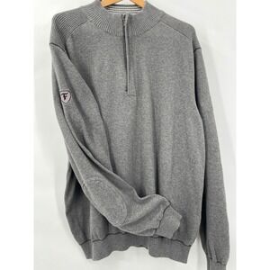 Cutter & Buck Mens Gray 100% Cotton Quarter Zip Pullover Sweater XL Elbow Patch